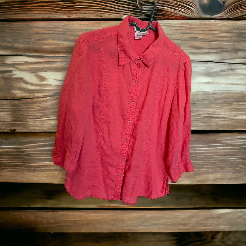 Snap-Up 3/4 Length Linen Shirt​